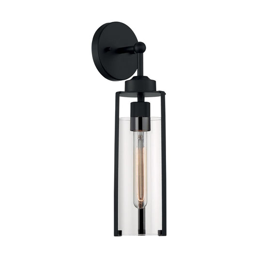 Marina - 1 Light Sconce with Clear Glass - Matte Black Finish - Satco 60-7161
