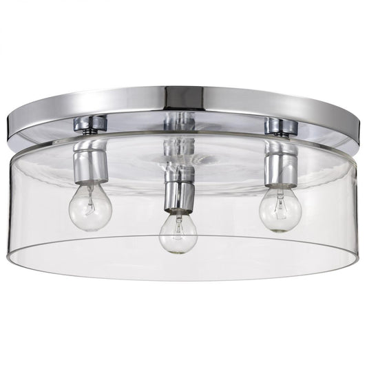 Marlowe - 15 Inch Flush Mount - Polished Nickel with Clear Glass - Satco 60-8074