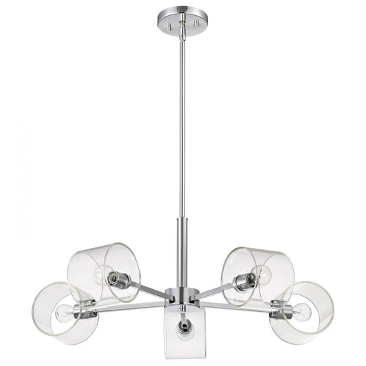 Marlowe - 28 Inch 5 Light Chandelier - Polished Nickel with Clear Glass - Satco 60-8075