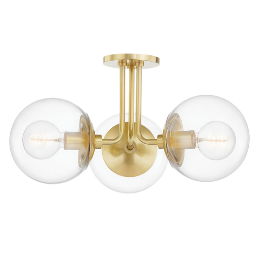 Meadow Semi Flush - 3-Light - Aged Brass - Mitzi H503603-AGB
