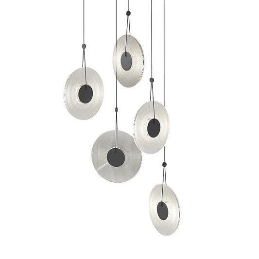 Meclisse 5-Light LED Chandelier - Polished Chrome - Etched Glass by SONNEMAN