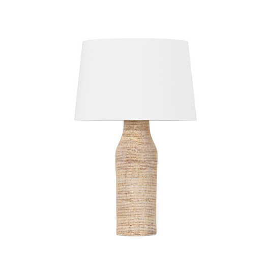 Medina Table Lamp - Aged Brass/Ceramic Basketweave by Hudson Valley Lighting