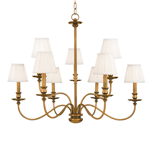 Menlo Park Chandelier - 9-Light - Aged Brass by Hudson Valley Lighting