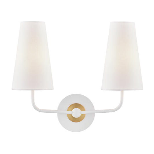Merri Wall Sconce - 2-Light - Aged Brass/Soft Off White - Mitzi H318102-AGB/WH