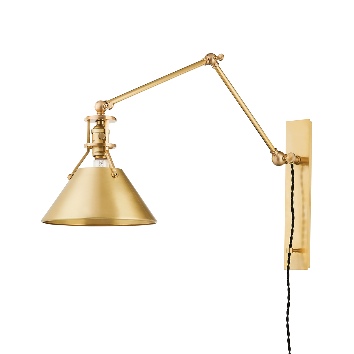 Metal No.2 Plug-In Sconce - Aged Brass by Hudson Valley Lighting
