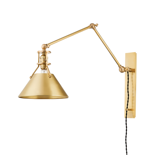 Metal No.2 Plug-In Sconce - Aged Brass by Hudson Valley Lighting