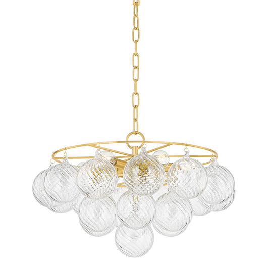 Mimi 6-Light Chandelier - Swirl-Ribbed Clear Glass by Mitzi