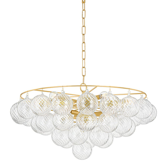 Mimi 9-Light Chandelier - Swirl-Ribbed Clear Glass by Mitzi