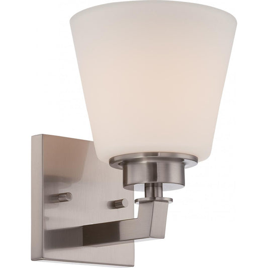Mobili - 1 Light Vanity with Satin White Glass - Brushed Nickel Finish - Satco 60-5451