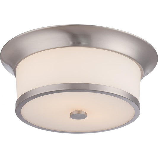 Mobili - 2 Light Flush with Satin White Glass - Brushed Nickel Finish - Satco 60-5460