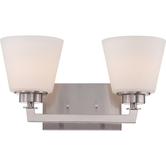 Mobili - 2 Light Vanity with Satin White Glass - Brushed Nickel Finish - Satco 60-5452