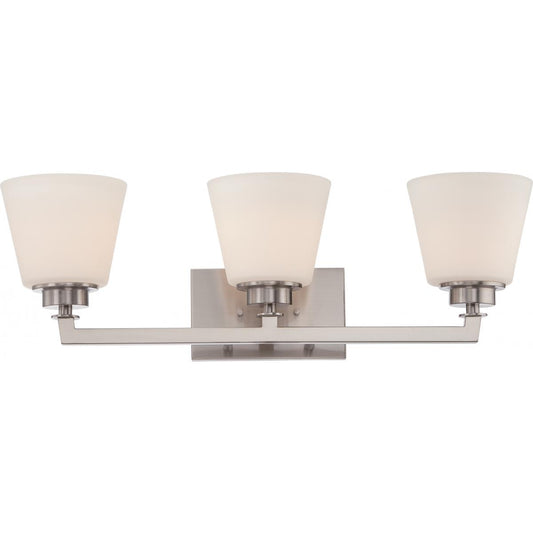 Mobili - 3 Light Vanity with Satin White Glass - Brushed Nickel Finish - Satco 60-5453