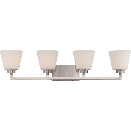 Mobili - 4 Light Vanity with Satin White Glass - Brushed Nickel Finish - Satco 60-5454