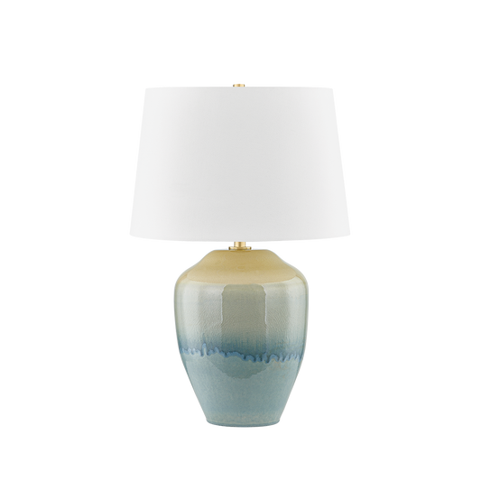 Montville Table Lamp - Aged Brass/Ceramic Crackle Emerald Tide by Hudson Valley Lighting