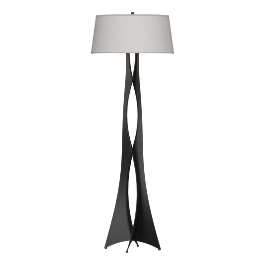 Moreau Floor Lamp - Black - Flax Shade by Hubbardton Forge