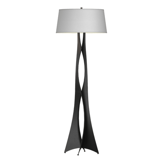 Moreau Floor Lamp - Black - Natural Anna Shade by Hubbardton Forge