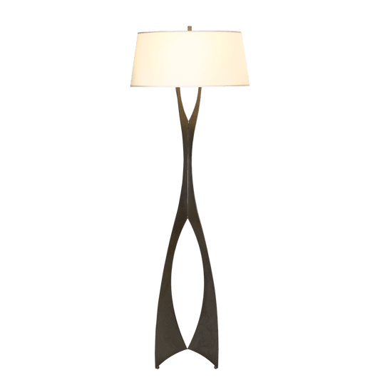 Moreau Floor Lamp - Dark Smoke - Natural Anna Shade by Hubbardton Forge