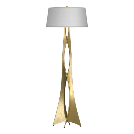 Moreau Floor Lamp - Modern Brass - Natural Anna Shade by Hubbardton Forge