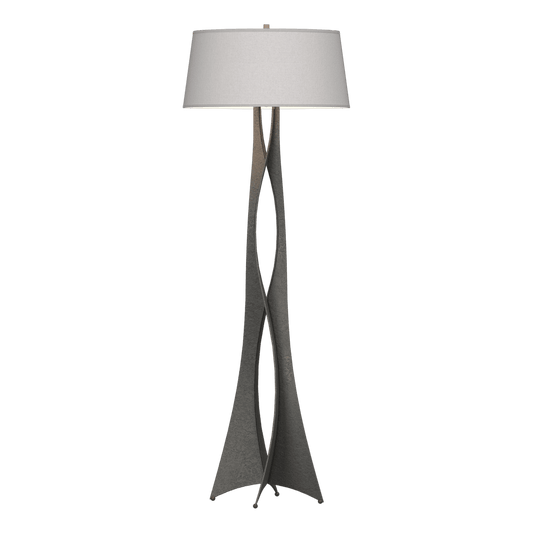Moreau Floor Lamp - Natural Iron - Flax Shade by Hubbardton Forge