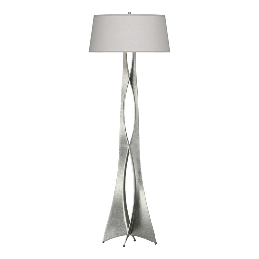 Moreau Floor Lamp - Sterling - Flax Shade by Hubbardton Forge