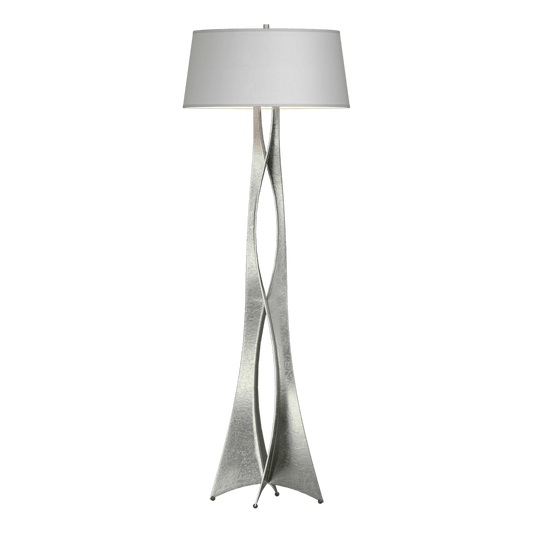 Moreau Floor Lamp - Sterling - Natural Anna Shade by Hubbardton Forge