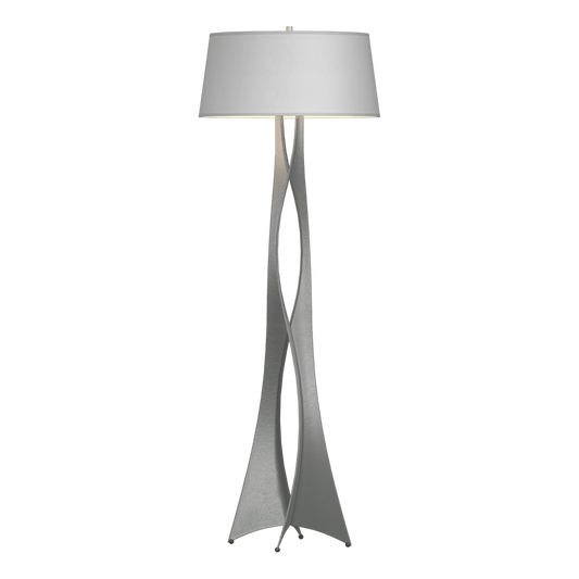 Moreau Floor Lamp - Vintage Platinum - Natural Anna Shade by Hubbardton Forge