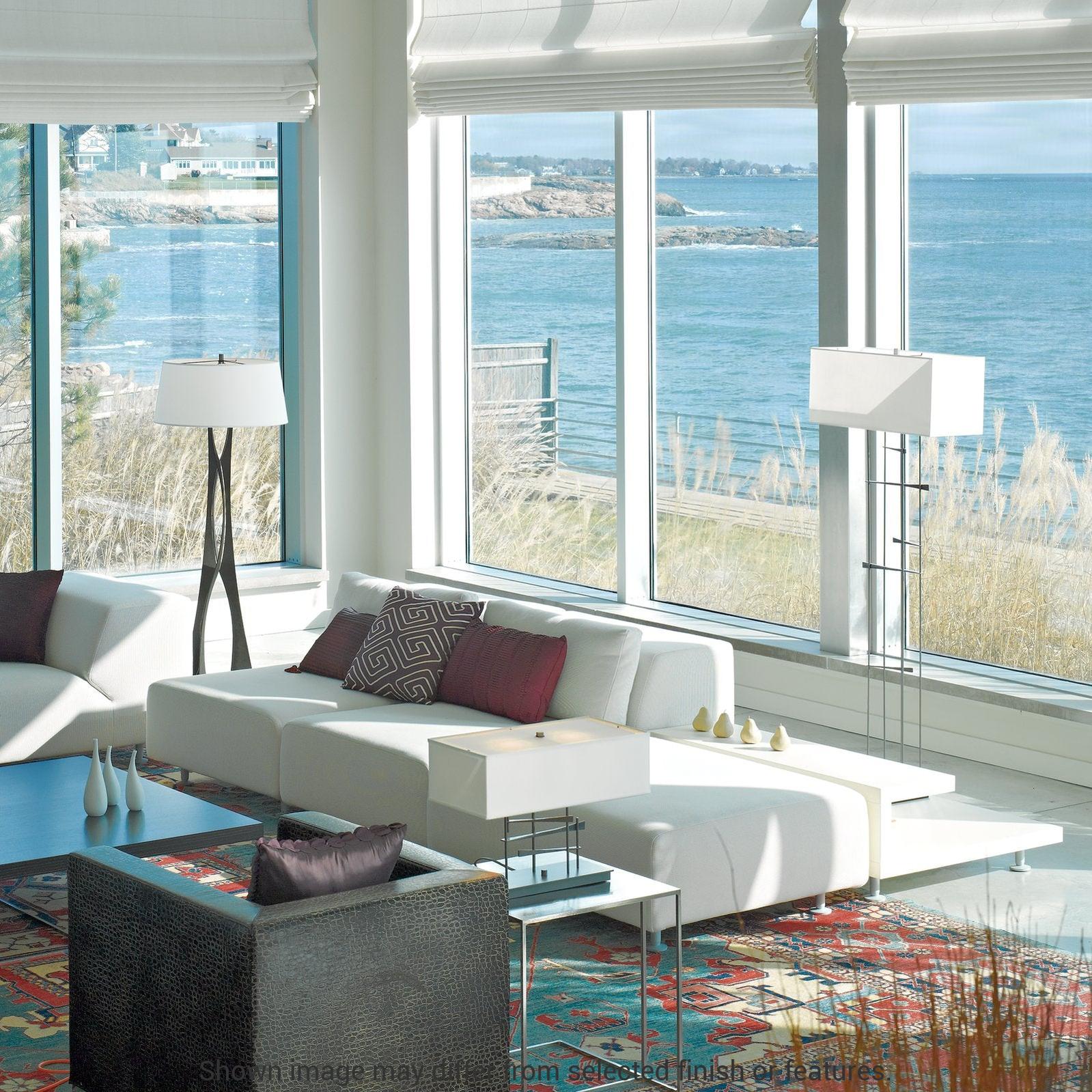 Moreau Floor Lamp - White - Natural Anna Shade by Hubbardton Forge
