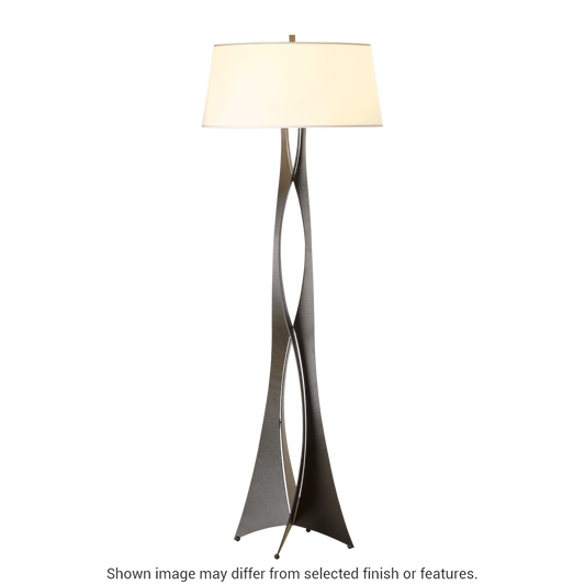 Moreau Floor Lamp - White - Natural Anna Shade by Hubbardton Forge