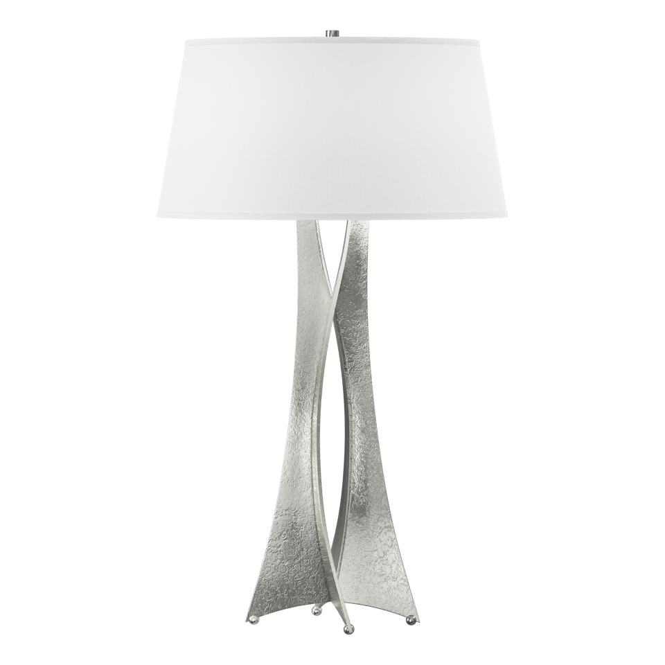 Moreau Tall Table Lamp - Sterling - Natural Anna Shade by Hubbardton Forge