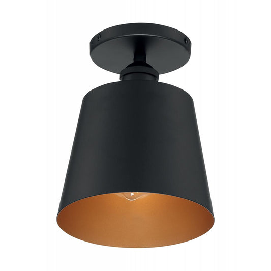 Motif - 1 Light Semi-Flush with- Black and Gold Accents Finish - Satco 60-7331