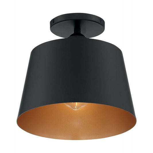 Motif - 1 Light Semi-Flush with- Black and Gold Accents Finish - Satco 60-7332