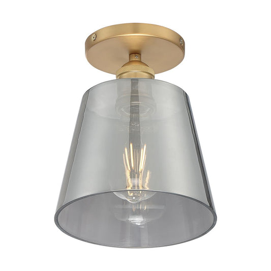 Motif - 1 Light Semi-Flush with Smoked Glass - Brushed Brass and Smoked Glass Finish - Satco 60-7323