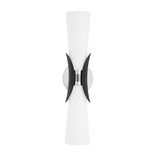 Muncie Wall Sconce - 2-Light - Polished Nickel/Soft Black - Troy Lighting B2102-PN/SBK