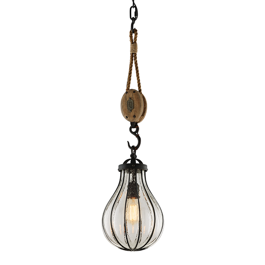 Murphy Pendant - 1-Light - Vintage Iron With Rustic Wood - Troy Lighting F4904