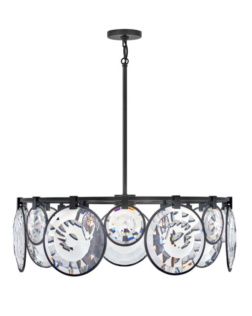 Nala Medium Drum Chandelier - 7-Light - Clear Optic Crystal - Black by Fredrick Ramond