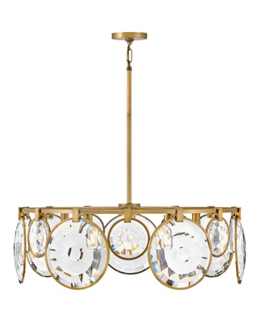 Nala Medium Drum Chandelier - 7-Light - Clear Optic Crystal - Heritage Brass by Fredrick Ramond