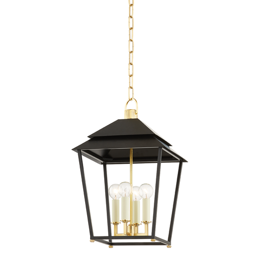 Natick Lantern - 4-Light - Aged Brass/Soft Black by Hudson Valley Lighting