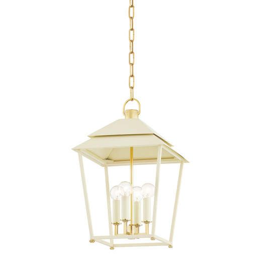 Natick Lantern - 4-Light - Aged Brass/Soft Sand by Hudson Valley Lighting
