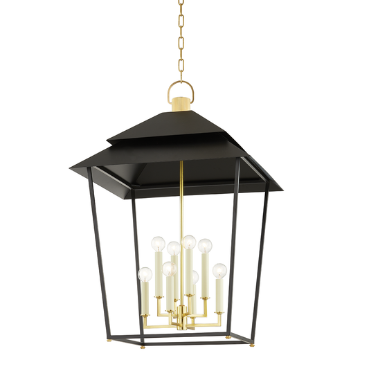 Natick Lantern - 8-Light - Aged Brass/Soft Black by Hudson Valley Lighting