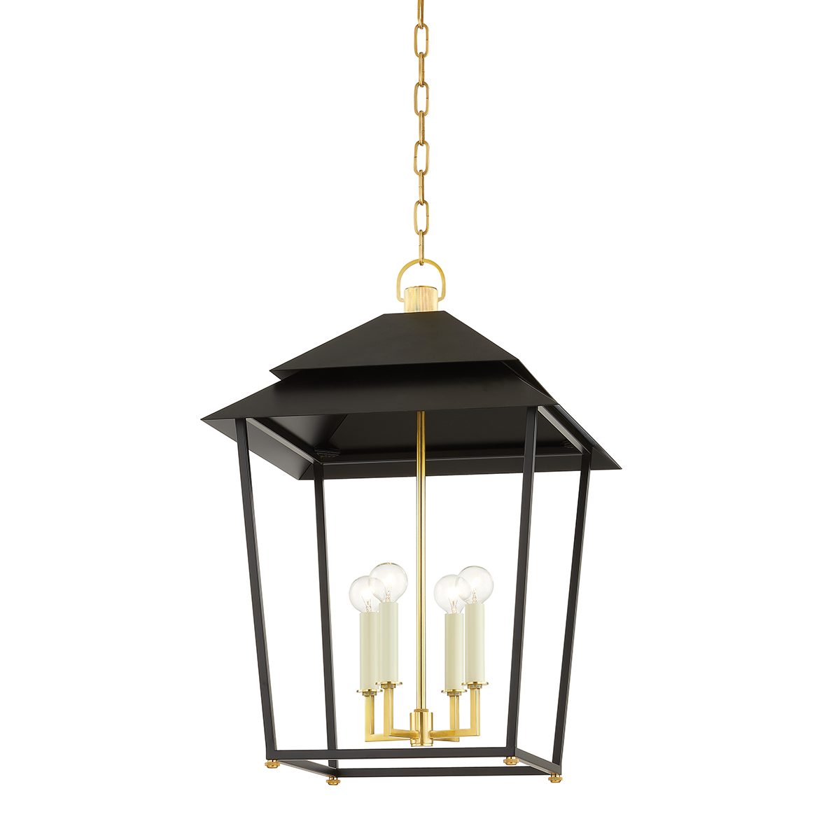 Natick Large Lantern - 4-Light - Aged Brass/Soft Black by Hudson Valley Lighting