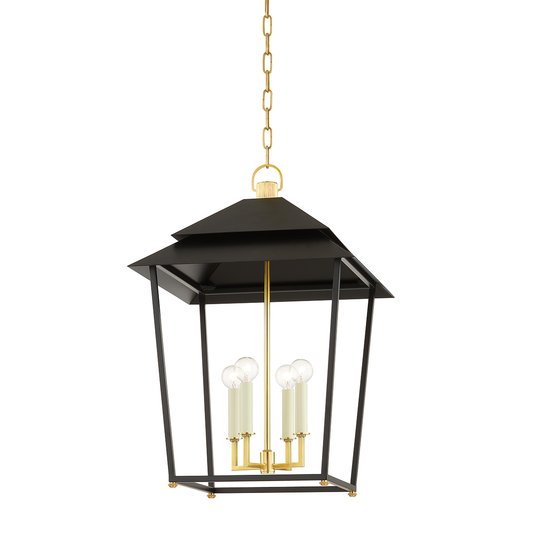 Natick Large Lantern - 4-Light - Aged Brass/Soft Black by Hudson Valley Lighting