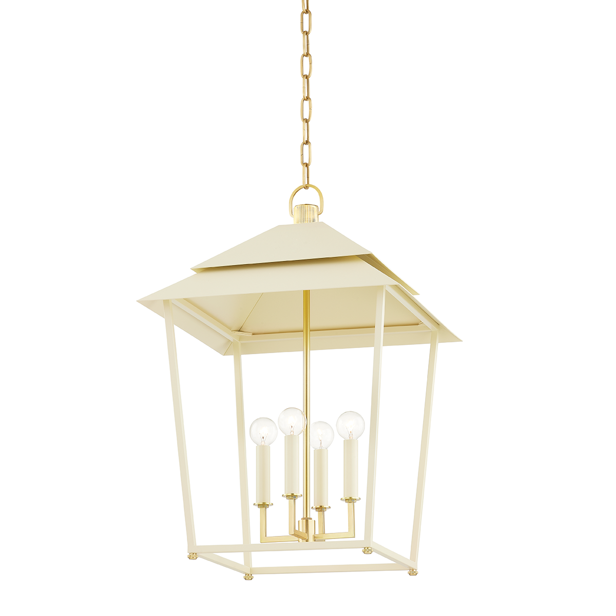 Natick Large Lantern - 4-Light - Aged Brass/Soft Sand by Hudson Valley Lighting