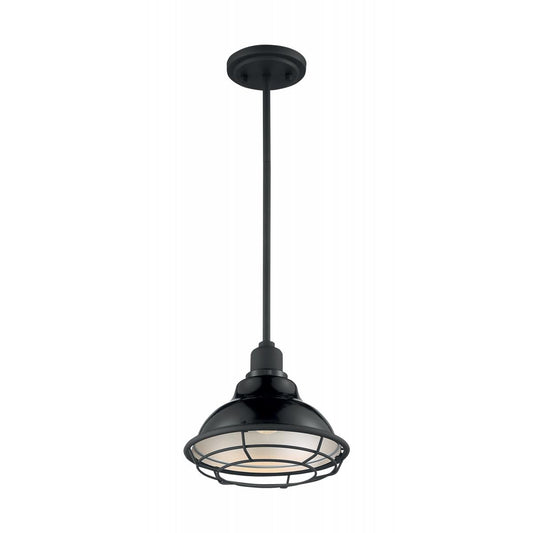 Newbridge - 1 Light Pendant with- Black and Silver & Black Accents Finish - Satco 60-7003
