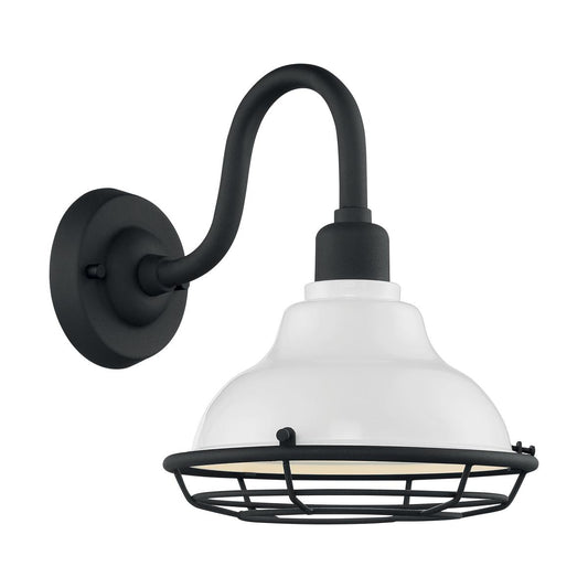 Newbridge - 1 Light Sconce with- Gloss White and Textured Black Finish - Satco 60-7021