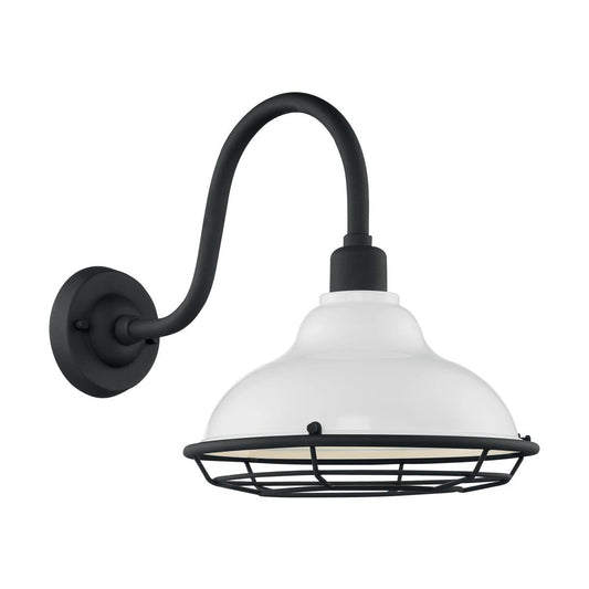 Newbridge - 1 Light Sconce with- Gloss White and Textured Black Finish - Satco 60-7022