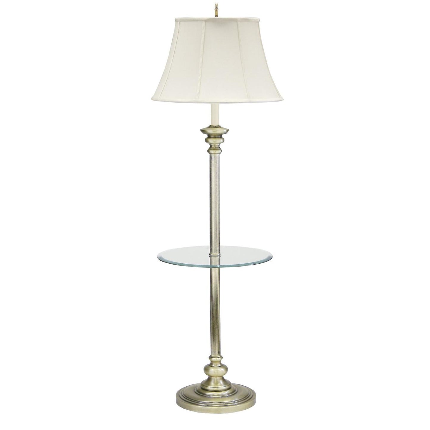 Newport Floor Lamp with Glass Table - N602-AB - Antique Brass by House of Troy