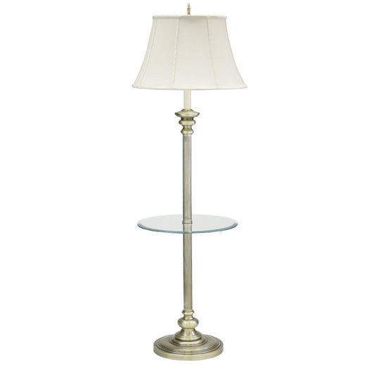 Newport Floor Lamp with Glass Table - N602-AB - Antique Brass by House of Troy