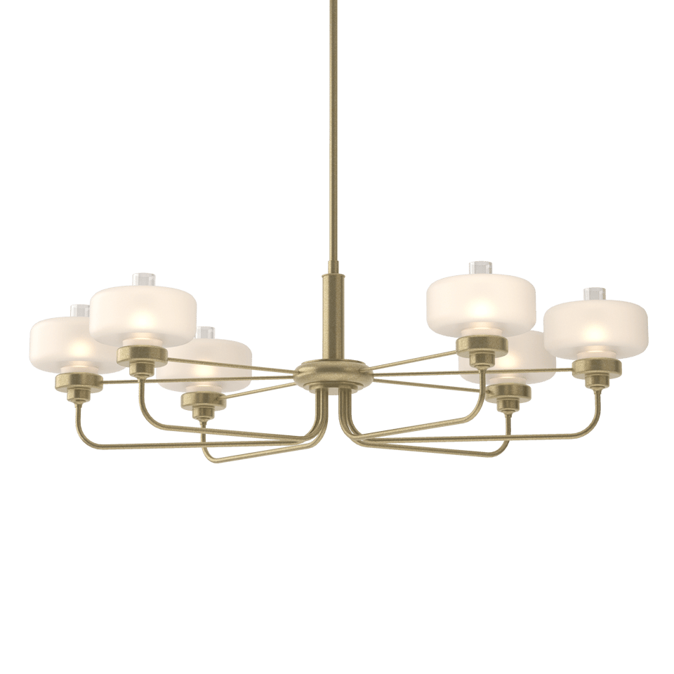 Nola Pendant - Soft Gold - Frost with Clear Glass by Hubbardton Forge