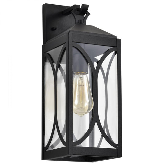 Oaklyn - 1 Light Medium Wall Lantern - Matte Black with Clear Glass - Satco 60-8122
