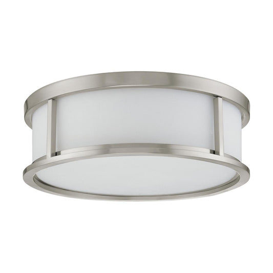 Odeon - 3 Light 17" Flush Dome withSatin White Glass - Brushed Nickel Finish - Satco 60-2864